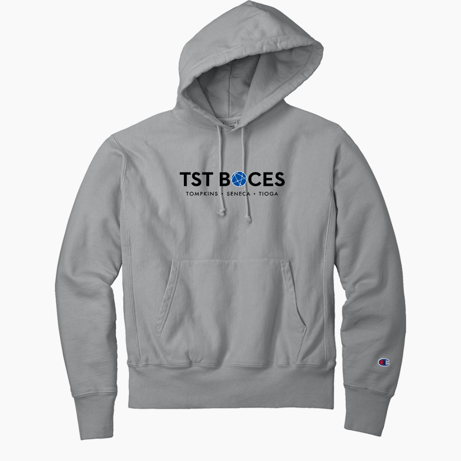 TST BOCES TST BOCES <span class="pdp-name-mascot">Tompkins-Seneca-Tioga Board of Cooperative Educational Services</span> Champion Men's Reverse Weave Garment-Dyed Hooded Sweatshirt