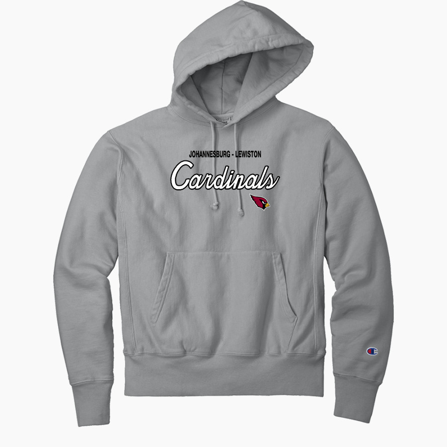 JOHANNESBURG-LEWISTON HIGH SCH CARDINALS <span class="pdp-name-mascot">JOHANNESBURG - LEWISTON CARDINALS</span> Champion Men's Reverse Weave Garment-Dyed Hooded Sweatshirt