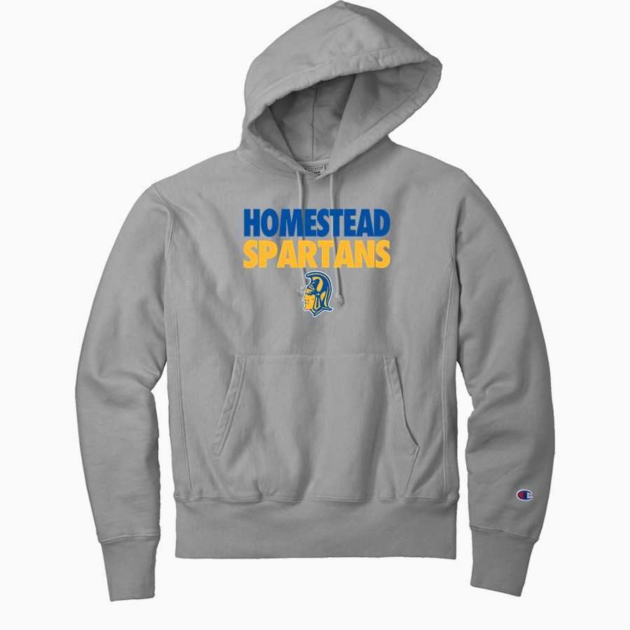HOMESTEAD HIGH SCHOOL SPARTANS <span class="pdp-name-mascot">HOMESTEAD SPARTANS</span> Champion Men's Reverse Weave Garment-Dyed Hooded Sweatshirt