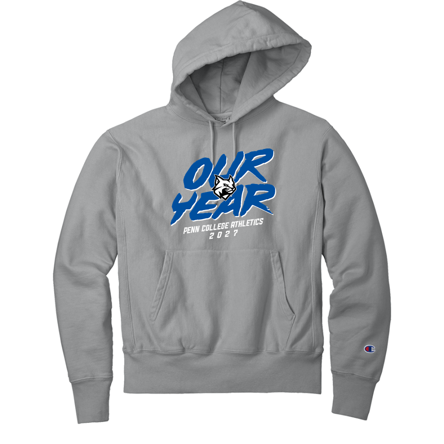 Penn College Wildcats Online Store <span class="pdp-name-mascot">Penn College Wildcats</span> Champion Men's Reverse Weave Garment-Dyed Hooded Sweatshirt