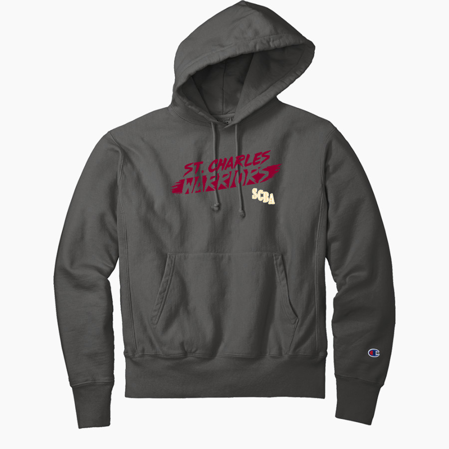 St. Charles Warriors <span class="pdp-name-mascot">St Charles Borromeo Warriors</span> Champion Men's Reverse Weave Garment-Dyed Hooded Sweatshirt