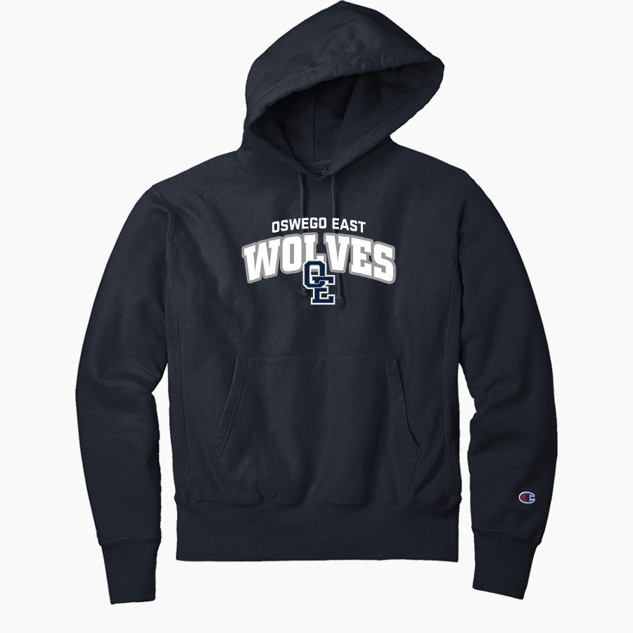 Oswego East Wolves <span class="pdp-name-mascot">Oswego East Wolves</span> Champion Men's Reverse Weave Garment-Dyed Hooded Sweatshirt