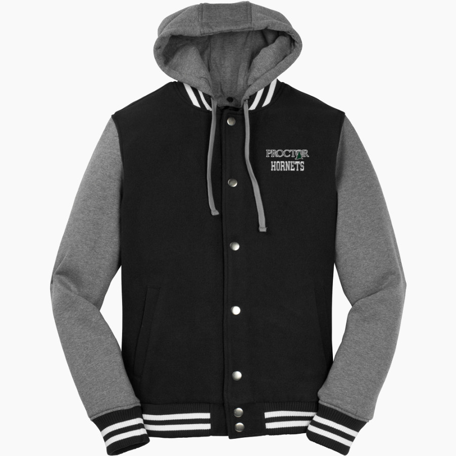 PROCTOR ACADEMY HORNETS <span class="pdp-name-mascot">PROCTOR ACADEMY HORNETS</span> Sport-Tek Men's Insulated Hooded Letterman Jacket