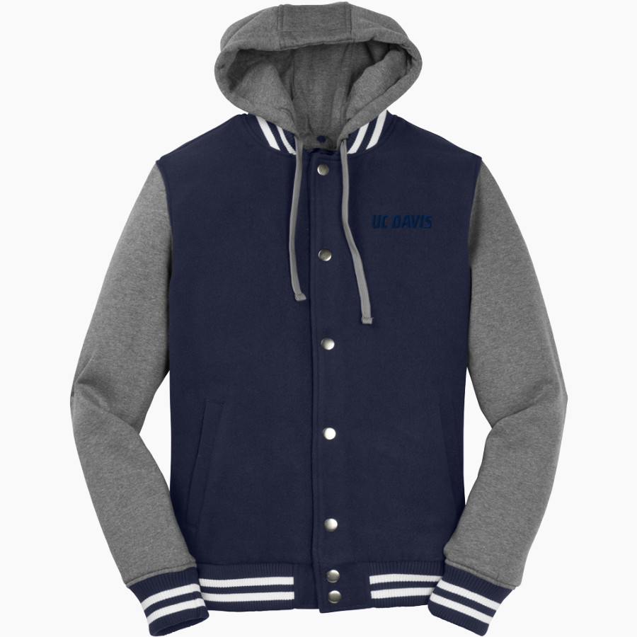 Aggie Sideline Store UC Davis <span class="pdp-name-mascot">UC Davis Aggies</span> Sport-Tek Men's Insulated Hooded Letterman Jacket