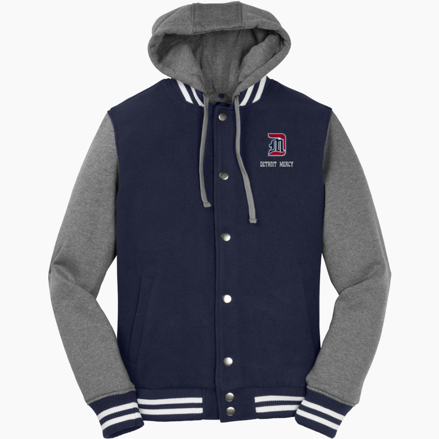 Detroit Mercy Titans Sideline Store <span class="pdp-name-mascot">UDM Titans</span> Sport-Tek Men's Insulated Hooded Letterman Jacket