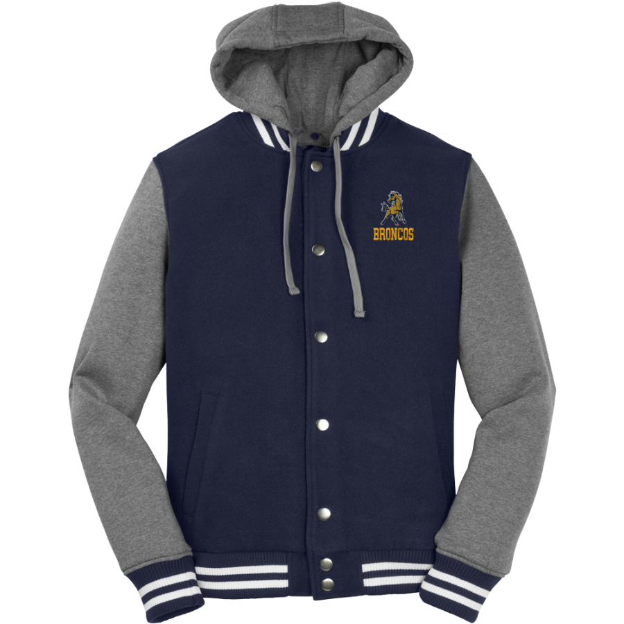 Bark River-Harris Broncos <span class="pdp-name-mascot">Bark-River Harris High School Broncos</span> Sport-Tek Men's Insulated Hooded Letterman Jacket
