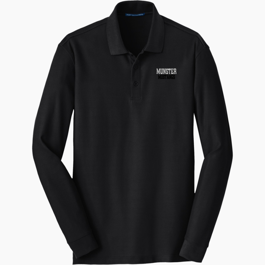MUNSTER HIGH SCHOOL MUSTANGS <span class="pdp-name-mascot">MUNSTER MUSTANGS</span> Port Authority Men's Long Sleeve Core Classic Pique Polo
