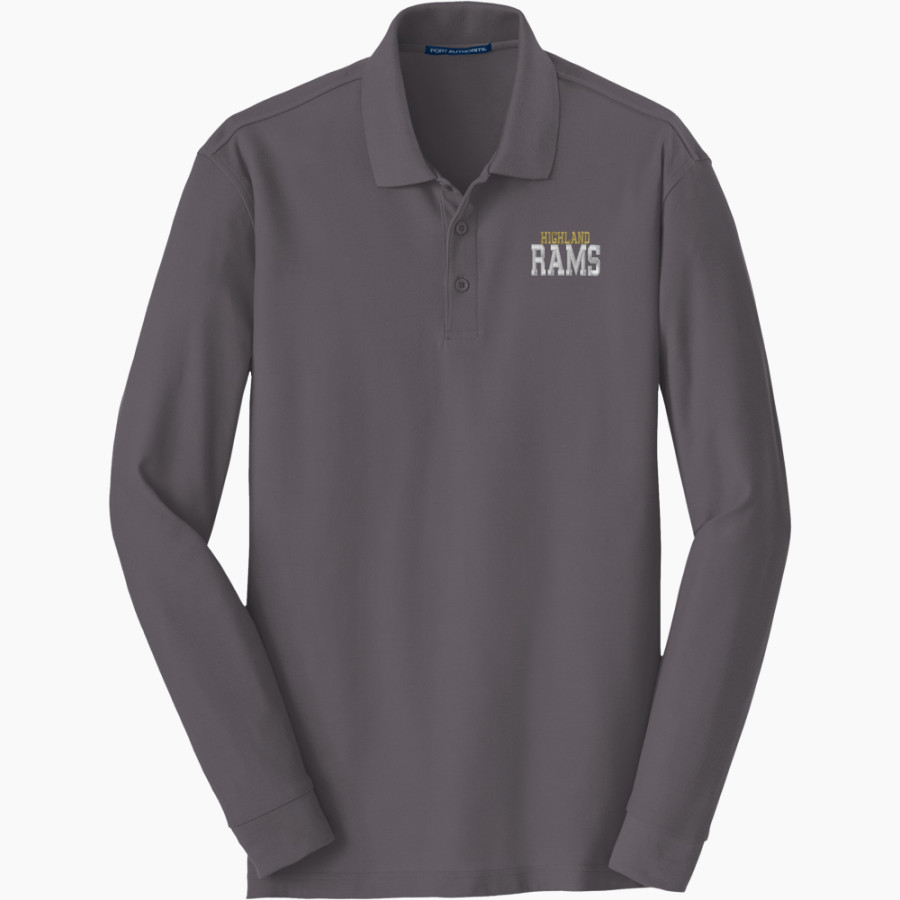 HIGHLAND HIGH SCHOOL RAMS <span class="pdp-name-mascot">HIGHLAND RAMS</span> Port Authority Men's Long Sleeve Core Classic Pique Polo