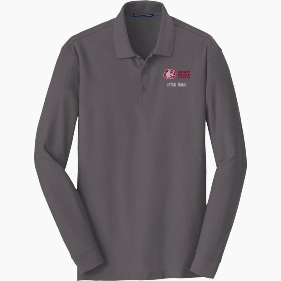 Minot State Beavers <span class="pdp-name-mascot">Minot State Beavers</span> Port Authority Men's Long Sleeve Core Classic Pique Polo