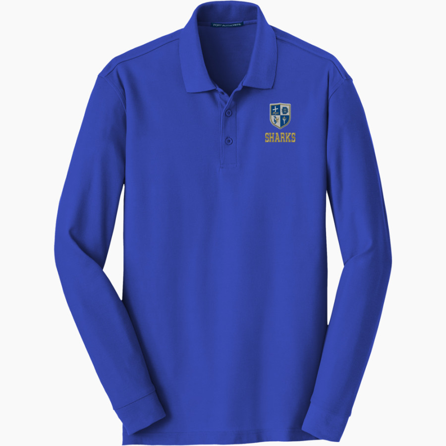 Divine Savior Academy Sharks <span class="pdp-name-mascot">Divine Savior Sharks</span> Port Authority Men's Long Sleeve Core Classic Pique Polo