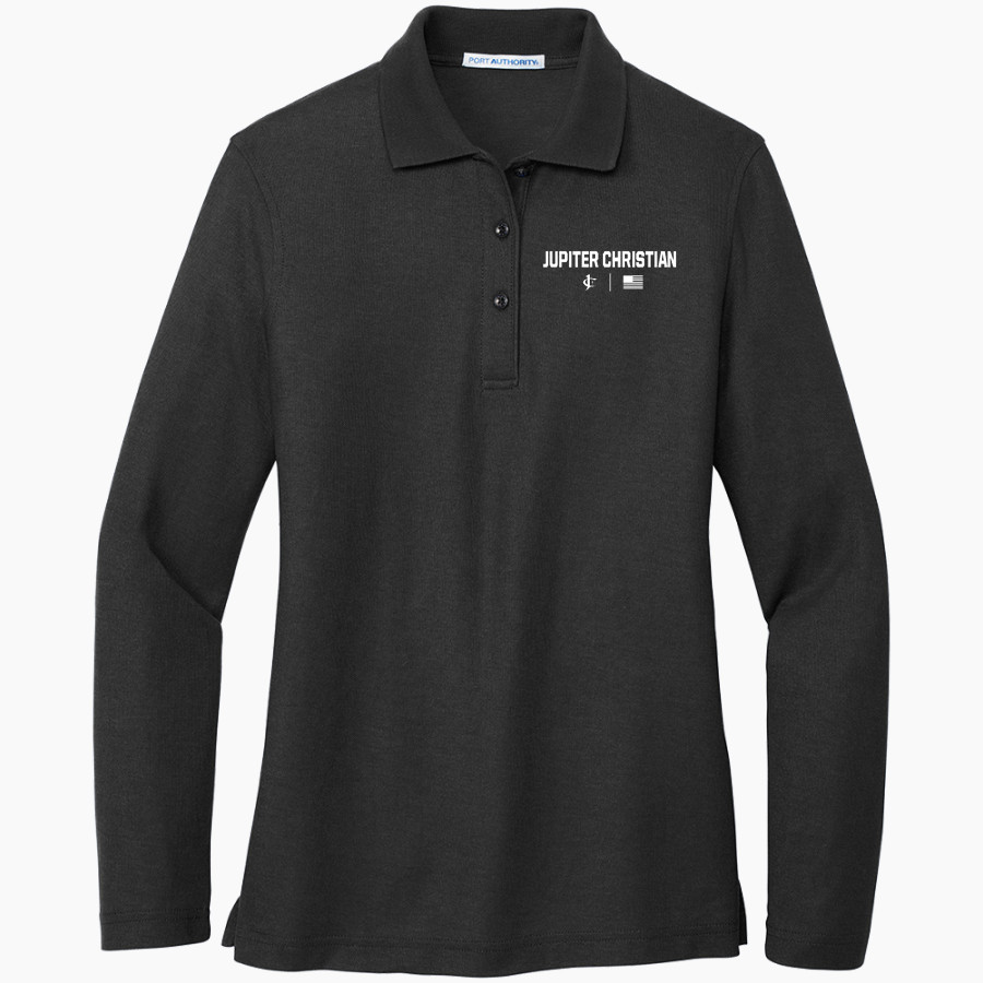 Jupiter Christian Eagles <span class="pdp-name-mascot">Jupiter Eagles</span> Port Authority Women's Silk Touch Long Sleeve Polo