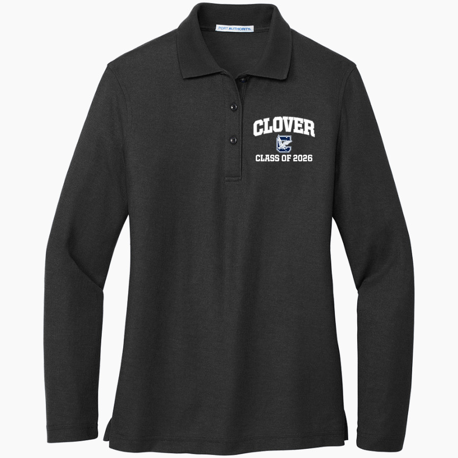 CLOVER HIGH SCHOOL BLUE EAGLES <span class="pdp-name-mascot">CLOVER BLUE EAGLES</span> Port Authority Women's Silk Touch Long Sleeve Polo
