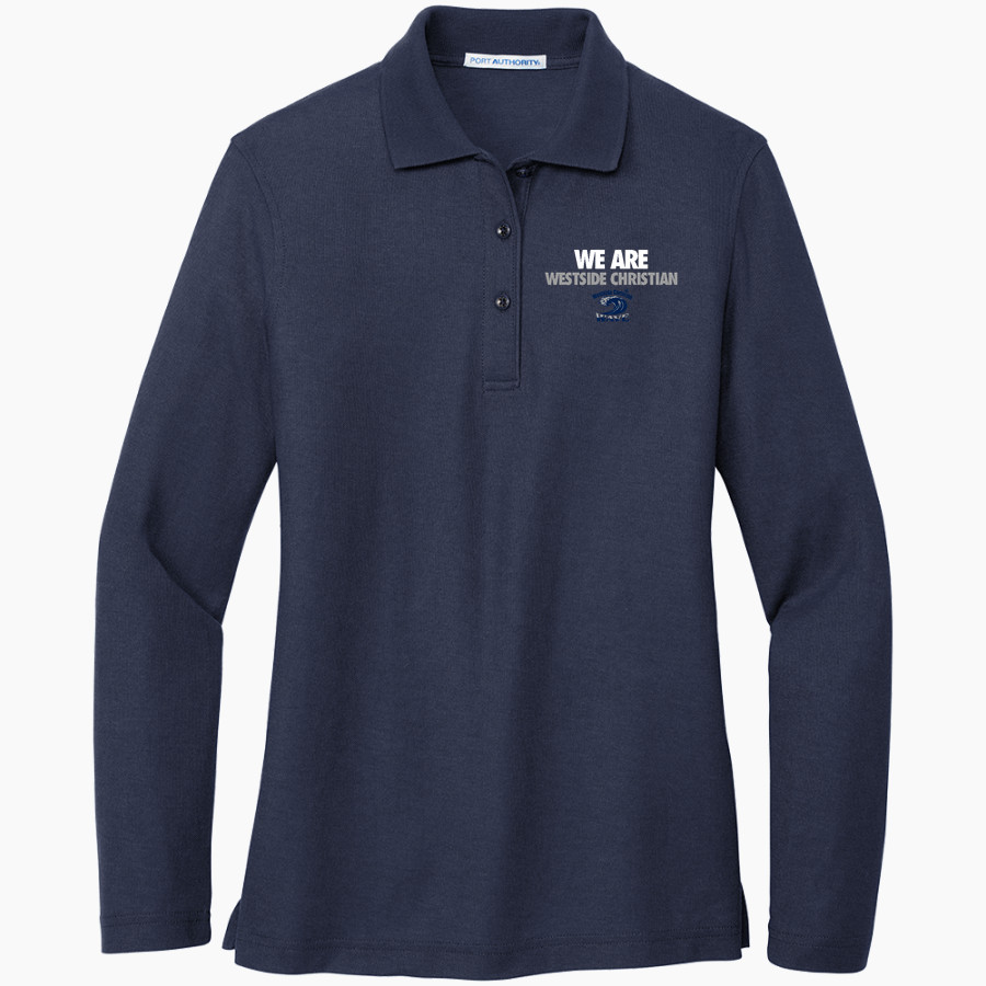 Westside Christian Wave <span class="pdp-name-mascot">Westside Christian Wave</span> Port Authority Women's Silk Touch Long Sleeve Polo