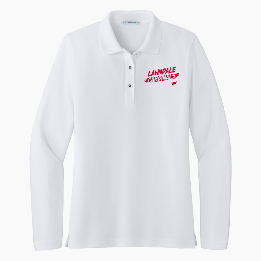 LAWNDALE HIGH SCHOOL CARDINALS <span class="pdp-name-mascot">LAWNDALE CARDINALS</span> Port Authority Women's Silk Touch Long Sleeve Polo