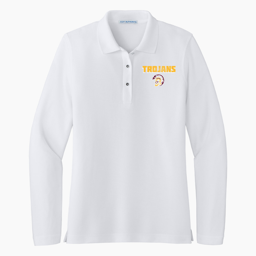 PAHRUMP VALLEY HIGH SCHOOL TROJANS <span class="pdp-name-mascot">PAHRUMP VALLEY TROJANS</span> Port Authority Women's Silk Touch Long Sleeve Polo