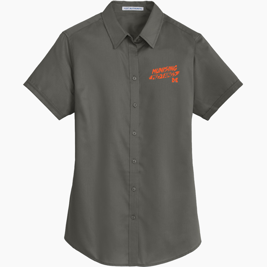 MUNISING HIGH SCHOOL MUSTANGS <span class="pdp-name-mascot">MUNISING MUSTANGS</span> Port Authority Women's Short Sleeve SuperPro Twill Shirt