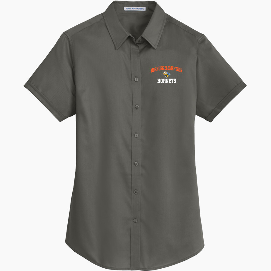 Hornung Elementary Hornets <span class="pdp-name-mascot">Hornung Elementary Hornets</span> Port Authority Women's Short Sleeve SuperPro Twill Shirt