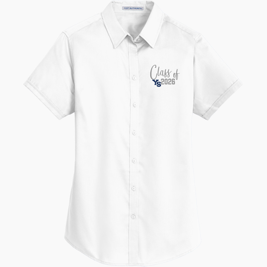 YELLOW SPRINGS HIGH SCHOOL BULLDOGS <span class="pdp-name-mascot">YELLOW SPRINGS BULLDOGS</span> Port Authority Women's Short Sleeve SuperPro Twill Shirt