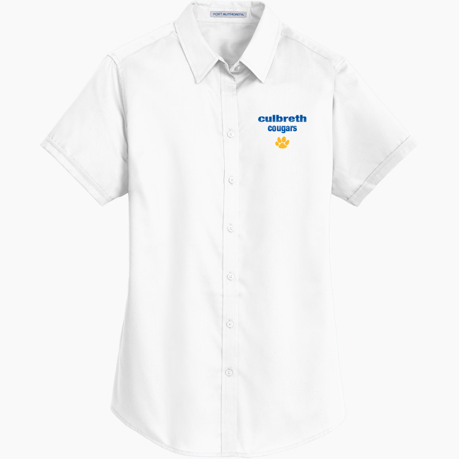 CULBRETH Cougars <span class="pdp-name-mascot">GREY CULBRETH MIDDLE SCHOOL Cougars</span> Port Authority Women's Short Sleeve SuperPro Twill Shirt