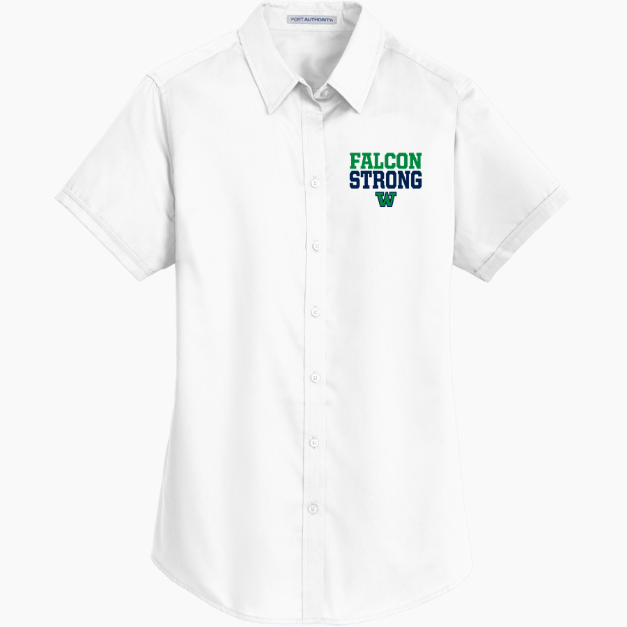 WOODINVILLE HIGH SCHOOL FALCONS Port Authority Women's Short Sleeve SuperPro Twill Shirt