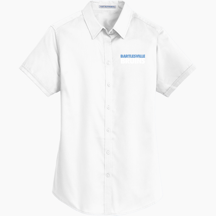 BARTLESVILLE HIGH SCHOOL BRUINS <span class="pdp-name-mascot">BARTLESVILLE BRUINS</span> Port Authority Women's Short Sleeve SuperPro Twill Shirt