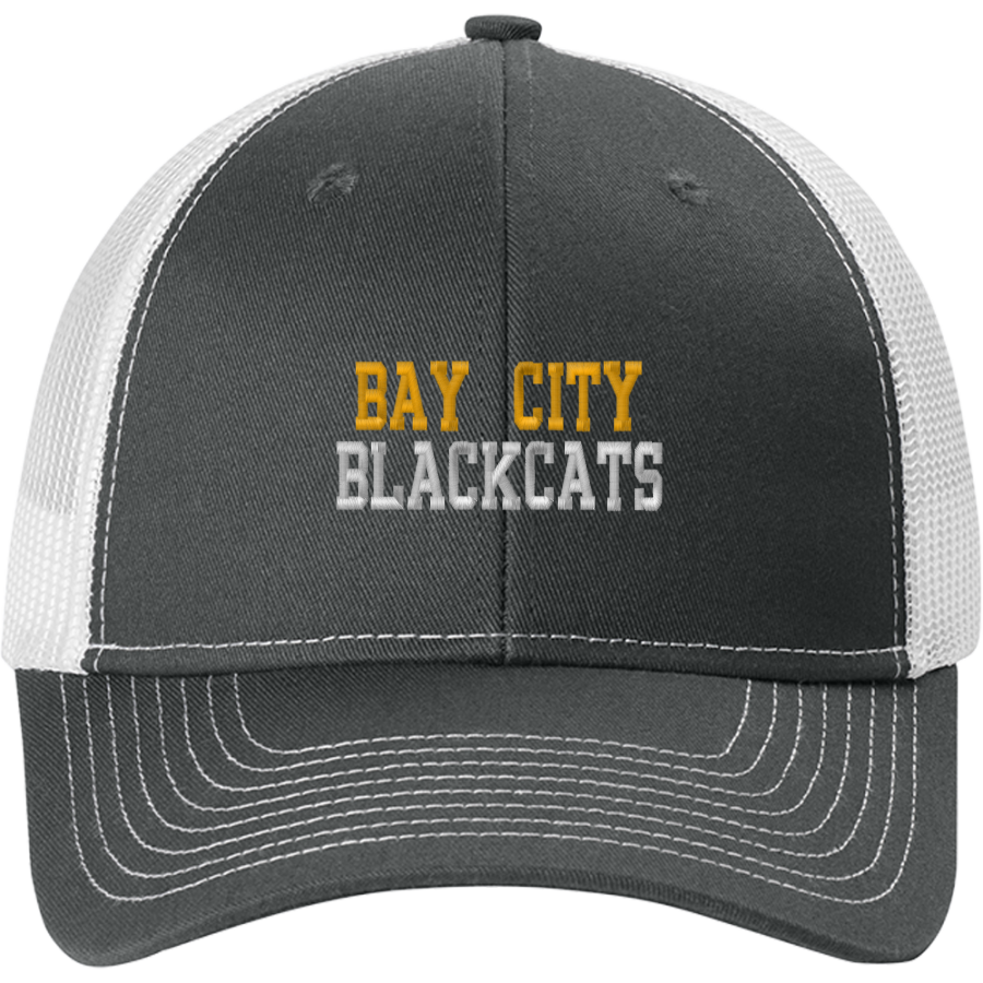 <span class="pdp-name-mascot">Bay City Blackcats</span> Port Authority Snapback Ponytail Trucker Cap