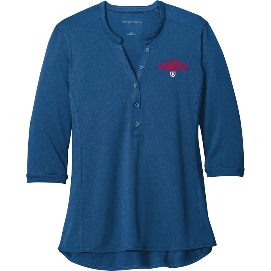 Plainfield Quakers <span class="pdp-name-mascot">Plainfield Quakers</span> Port Authority Women's UV Choice Pique Henley