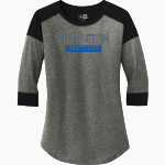 Princeton Montessori School <span class="pdp-name-mascot">Princeton Montessori Deer</span> New Era Ladies Heritage Blend 3/4-Sleeve Baseball Raglan Tee Front Thumbnail
