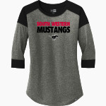 SOUTH WESTERN SENIOR HIGH SCHOOL MUSTANGS <span class="pdp-name-mascot">SOUTH WESTERN MUSTANGS</span> New Era Ladies Heritage Blend 3/4-Sleeve Baseball Raglan Tee Front Thumbnail