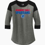 SEABURY HALL HIGH SCHOOL SPARTANS <span class="pdp-name-mascot">SEABURY HALL SPARTANS</span> New Era Ladies Heritage Blend 3/4-Sleeve Baseball Raglan Tee Front Thumbnail