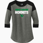WEEKI WACHEE HIGH SCHOOL HORNETS <span class="pdp-name-mascot">WEEKI WACHEE HORNETS</span> New Era Ladies Heritage Blend 3/4-Sleeve Baseball Raglan Tee Front Thumbnail