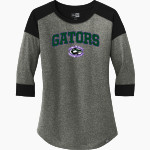 Virginia Peninsula Gators <span class="pdp-name-mascot">Virginia Peninsula Community College Gators</span> New Era Ladies Heritage Blend 3/4-Sleeve Baseball Raglan Tee Front Thumbnail