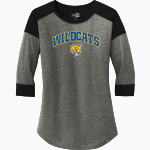 Fort Valley Wildcats New Era Ladies Heritage Blend 3/4-Sleeve Baseball Raglan Tee Front Thumbnail