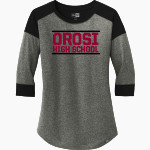 OROSI HIGH SCHOOL CARDINALS <span class="pdp-name-mascot">OROSI CARDINALS</span> New Era Ladies Heritage Blend 3/4-Sleeve Baseball Raglan Tee Front Thumbnail