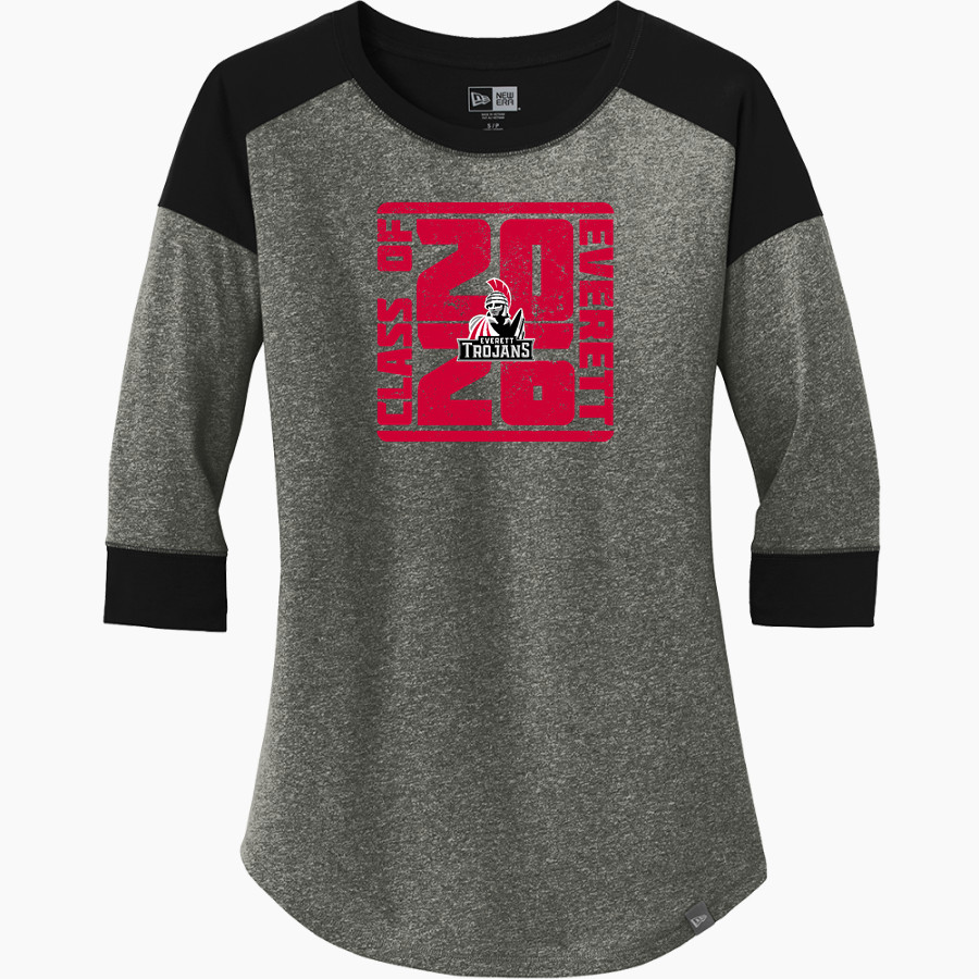 Everett Trojan <span class="pdp-name-mascot">Everett Trojans</span> New Era Ladies Heritage Blend 3/4-Sleeve Baseball Raglan Tee