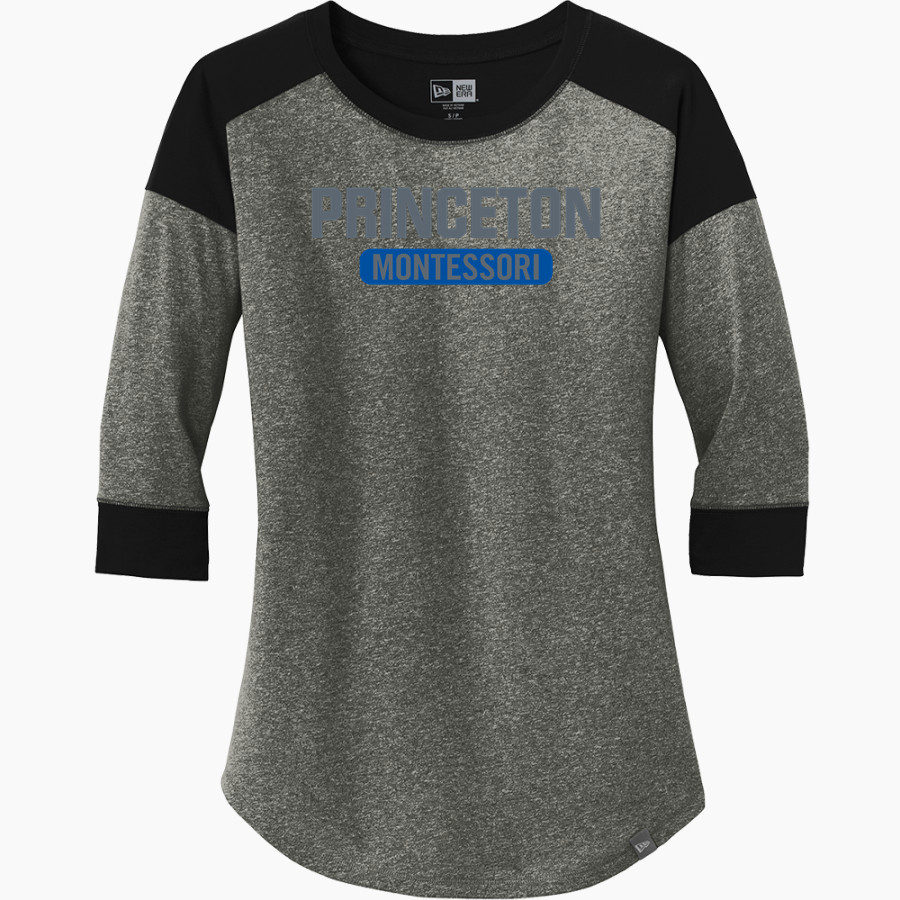 Princeton Montessori School <span class="pdp-name-mascot">Princeton Montessori Deer</span> New Era Ladies Heritage Blend 3/4-Sleeve Baseball Raglan Tee