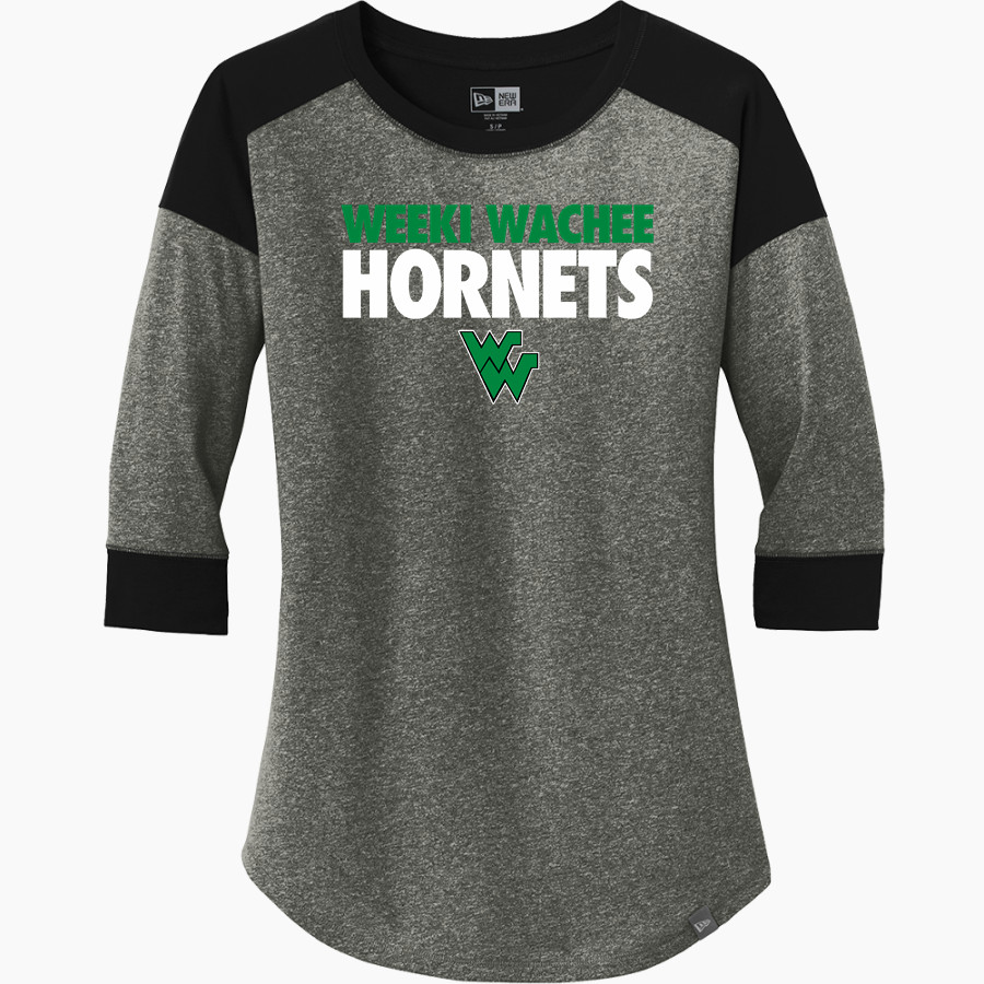 WEEKI WACHEE HIGH SCHOOL HORNETS <span class="pdp-name-mascot">WEEKI WACHEE HORNETS</span> New Era Ladies Heritage Blend 3/4-Sleeve Baseball Raglan Tee