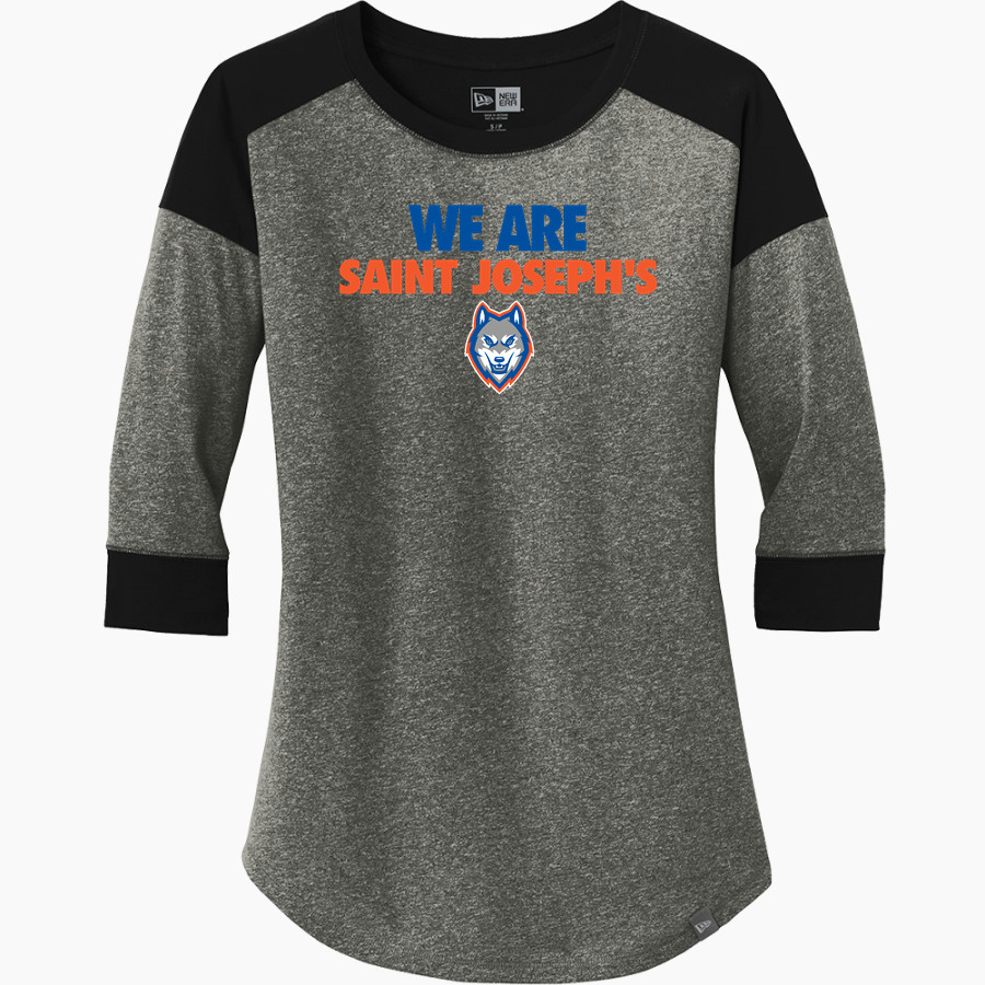SAINT JOSEPH'S CATHOLIC ACADEMY <span class="pdp-name-mascot">SAINT JOSEPHS Wolves</span> New Era Ladies Heritage Blend 3/4-Sleeve Baseball Raglan Tee