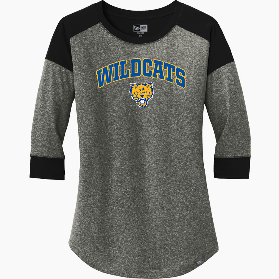 Fort Valley Wildcats New Era Ladies Heritage Blend 3/4-Sleeve Baseball Raglan Tee