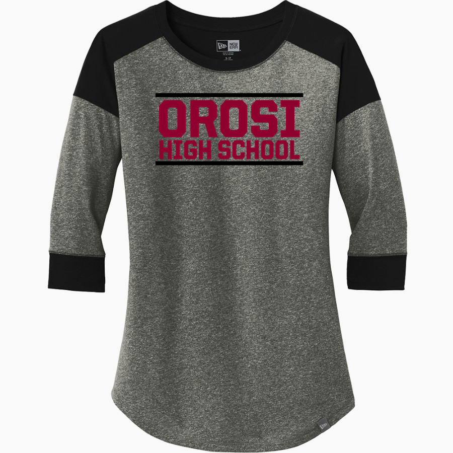 OROSI HIGH SCHOOL CARDINALS <span class="pdp-name-mascot">OROSI CARDINALS</span> New Era Ladies Heritage Blend 3/4-Sleeve Baseball Raglan Tee