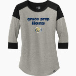 GRACE PREP ACADEMY LIONS <span class="pdp-name-mascot">GRACE LIONS</span> New Era Ladies Heritage Blend 3/4-Sleeve Baseball Raglan Tee Front Thumbnail