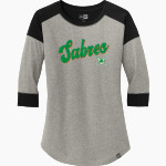 Communion of Saints School Sabres official sideline store New Era Ladies Heritage Blend 3/4-Sleeve Baseball Raglan Tee Front Thumbnail