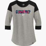 GLOBAL PREPARATORY ACADEMY Panthers New Era Ladies Heritage Blend 3/4-Sleeve Baseball Raglan Tee Front Thumbnail