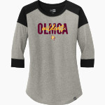 OLMCA Wildcats New Era Ladies Heritage Blend 3/4-Sleeve Baseball Raglan Tee Front Thumbnail