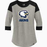 Akins Eagles <span class="pdp-name-mascot">Akins Eagles</span> New Era Ladies Heritage Blend 3/4-Sleeve Baseball Raglan Tee Front Thumbnail