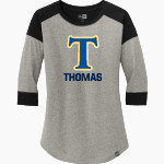 Thomas TITANS <span class="pdp-name-mascot">THOMAS TITANS</span> New Era Ladies Heritage Blend 3/4-Sleeve Baseball Raglan Tee Front Thumbnail