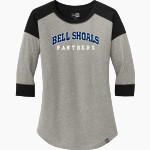 Bell Shoals Panthers <span class="pdp-name-mascot">Bell Shoals Panthers</span> New Era Ladies Heritage Blend 3/4-Sleeve Baseball Raglan Tee Front Thumbnail