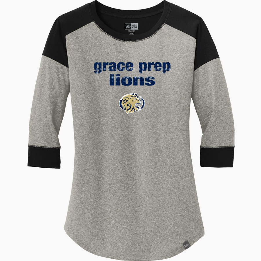 GRACE PREP ACADEMY LIONS <span class="pdp-name-mascot">GRACE LIONS</span> New Era Ladies Heritage Blend 3/4-Sleeve Baseball Raglan Tee