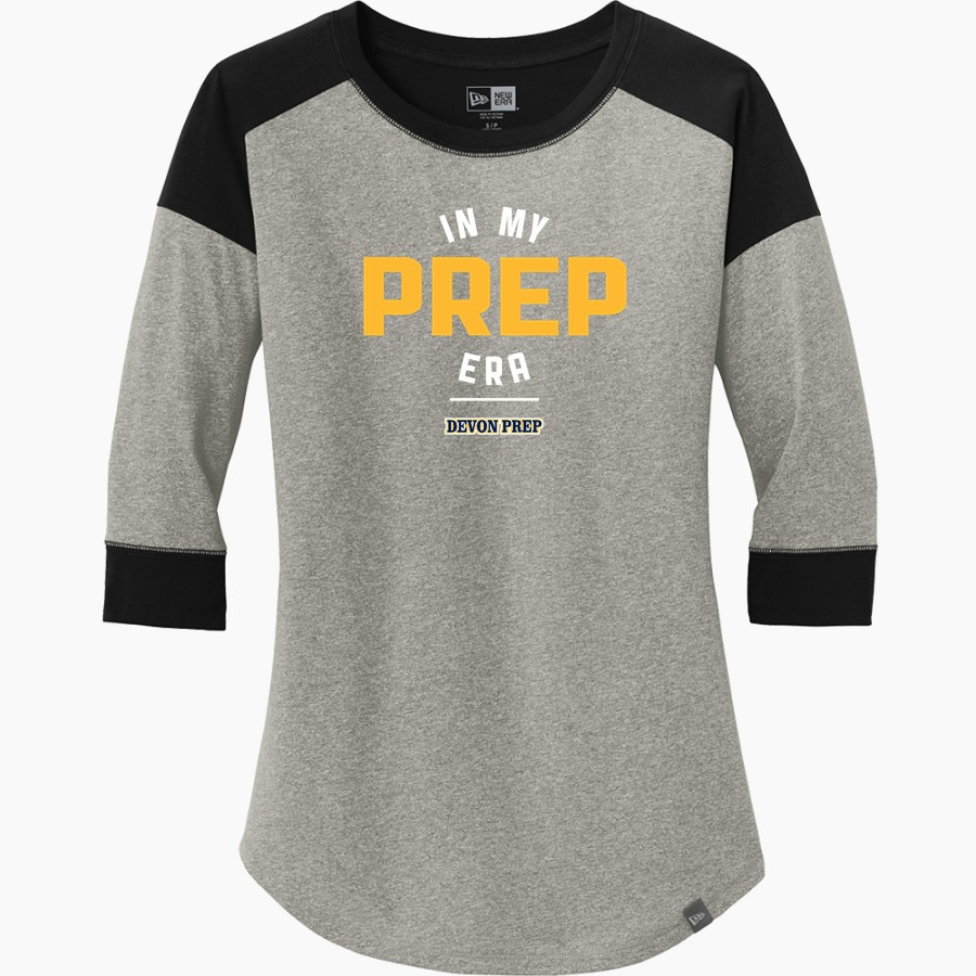 Devon Prep <span class="pdp-name-mascot">Devon Tide</span> New Era Ladies Heritage Blend 3/4-Sleeve Baseball Raglan Tee