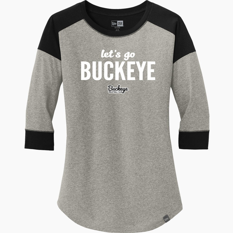 Buckeye Volleyball Club <span class="pdp-name-mascot">Buckeye Volleyball Club</span> New Era Ladies Heritage Blend 3/4-Sleeve Baseball Raglan Tee